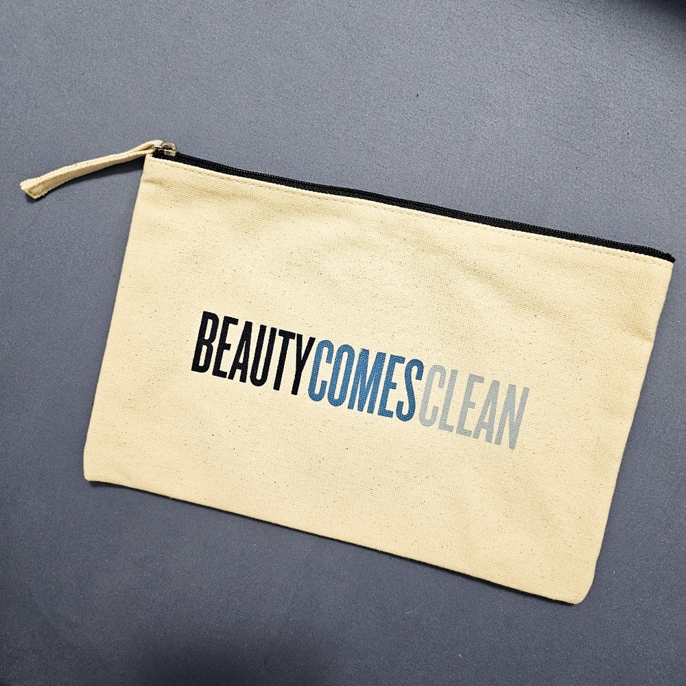 Beautycounter Canvas Zip Makeup Cosmetic Pouch Beauty Comes Clean New!
